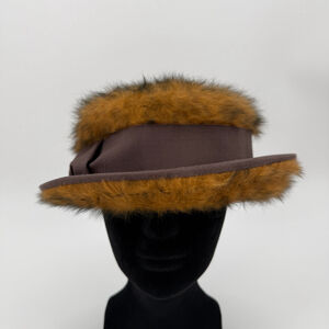 Vintage 60's Toscano Rabbit Fur Felt Hat Women One Size Brown & Orange